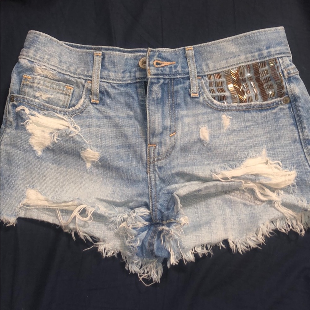 Abercrombie and Fitch Beaded Denim Shorts